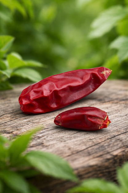rote chilis auf holzbrett